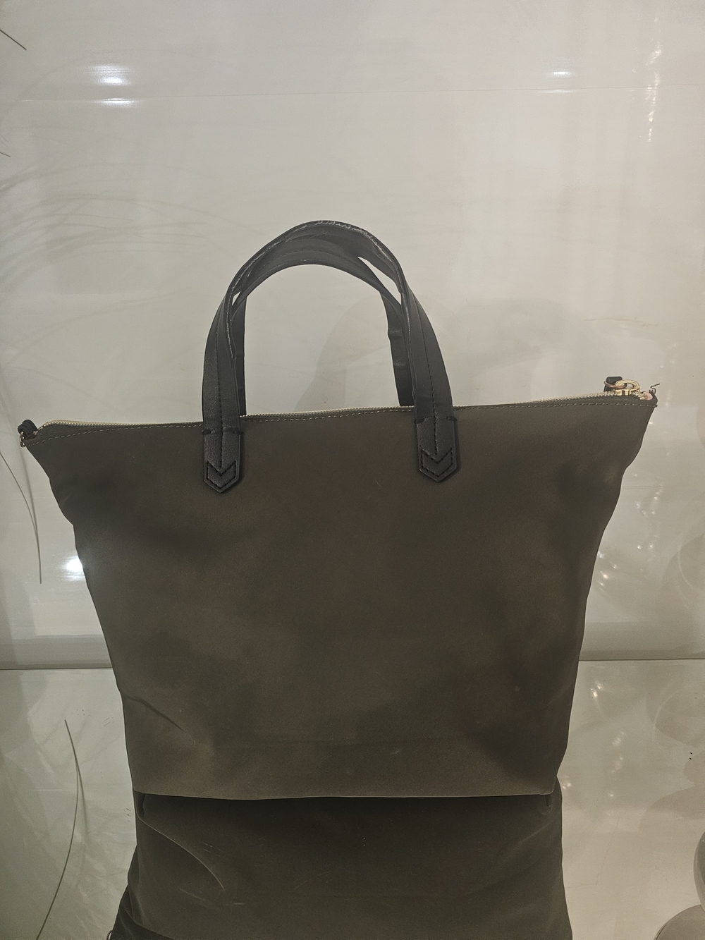 Stella&Dot Lady Boss Everyday Olive Tote with Black Top Handles
